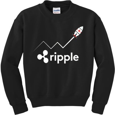 Ripple XRP To the Moon Crypto Rocket Chart Kids Sweatshirt