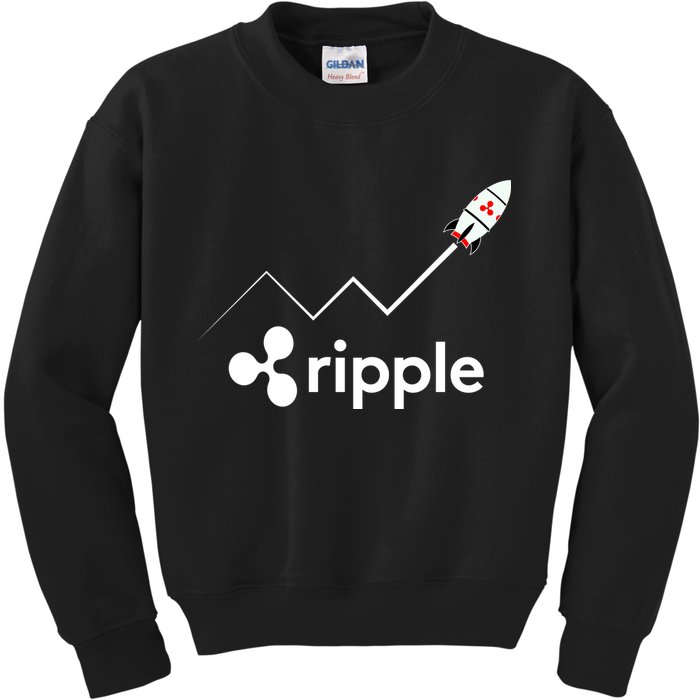 Ripple XRP To the Moon Crypto Rocket Chart Kids Sweatshirt