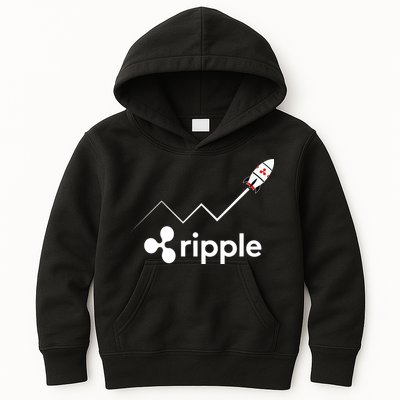 Ripple XRP To the Moon Crypto Rocket Chart Kids Hoodie