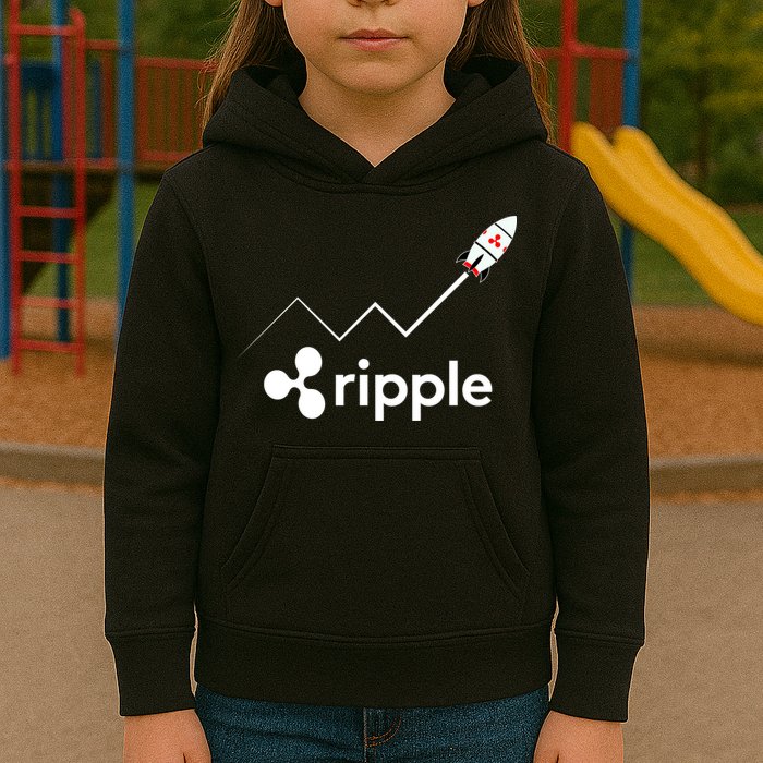 Ripple XRP To the Moon Crypto Rocket Chart Kids Hoodie