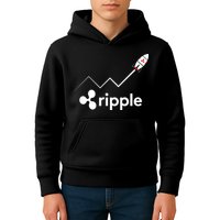 Ripple XRP To the Moon Crypto Rocket Chart Kids Hoodie
