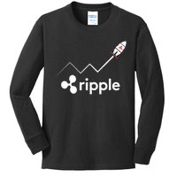 Ripple XRP To the Moon Crypto Rocket Chart Kids Long Sleeve Shirt