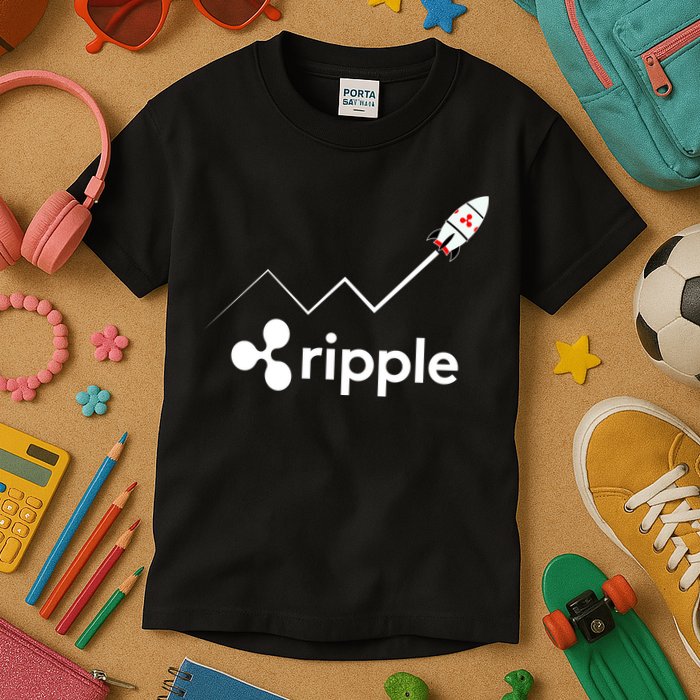 Ripple XRP To the Moon Crypto Rocket Chart Kids T-Shirt