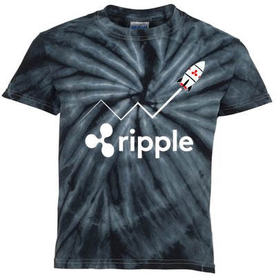 Ripple XRP To the Moon Crypto Rocket Chart Kids Tie-Dye T-Shirt