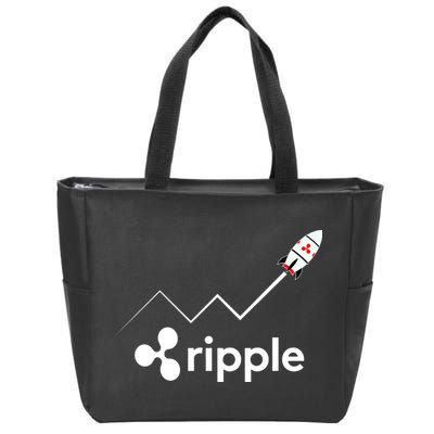 Ripple XRP To the Moon Crypto Rocket Chart Zip Tote Bag