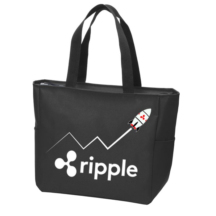 Ripple XRP To the Moon Crypto Rocket Chart Zip Tote Bag