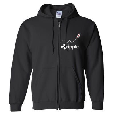 Ripple XRP To the Moon Crypto Rocket Chart Full Zip Hoodie