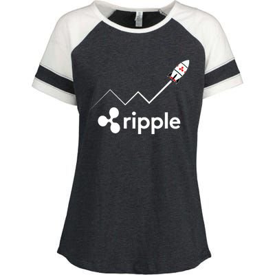 Ripple XRP To the Moon Crypto Rocket Chart Enza Ladies Jersey Colorblock Tee