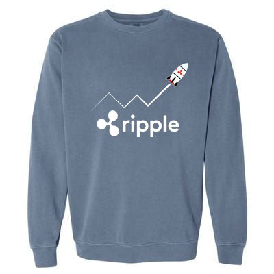 Ripple XRP To the Moon Crypto Rocket Chart Garment-Dyed Sweatshirt