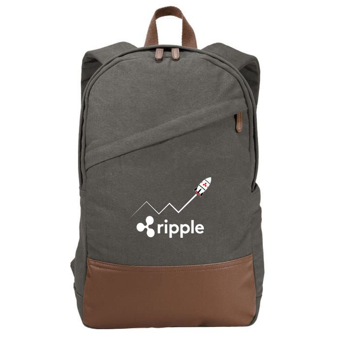 Ripple XRP To the Moon Crypto Rocket Chart Cotton Canvas Backpack