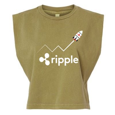 Ripple XRP To the Moon Crypto Rocket Chart Garment-Dyed Women's Muscle Tee