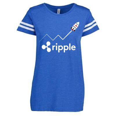 Ripple XRP To the Moon Crypto Rocket Chart Enza Ladies Jersey Football T-Shirt