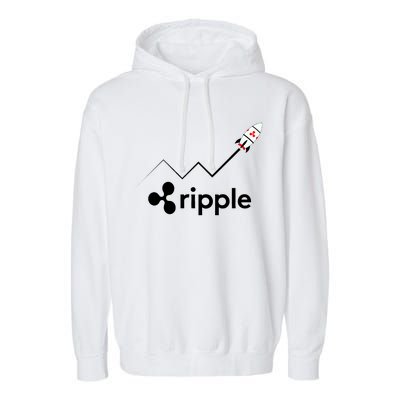 Ripple XRP To the Moon Crypto Rocket Chart Garment-Dyed Fleece Hoodie