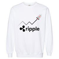 Ripple XRP To the Moon Crypto Rocket Chart Garment-Dyed Sweatshirt
