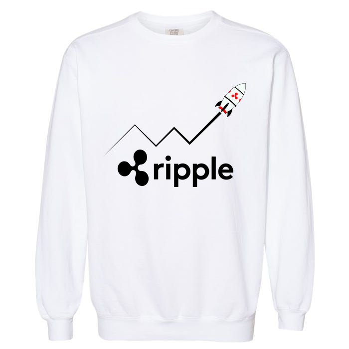 Ripple XRP To the Moon Crypto Rocket Chart Garment-Dyed Sweatshirt
