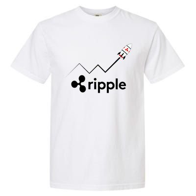 Ripple XRP To the Moon Crypto Rocket Chart Garment-Dyed Heavyweight T-Shirt