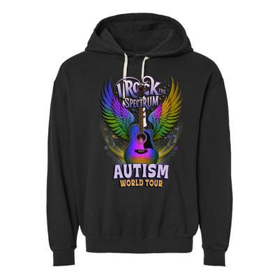 Rockstar I ROCK THE SPECTRUM Autism World Awareness Dad Garment-Dyed Fleece Hoodie