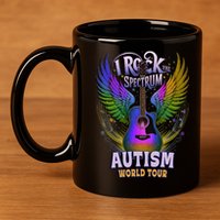 Rockstar I ROCK THE SPECTRUM Autism World Awareness Dad 11oz C Handle Ceramic Mug