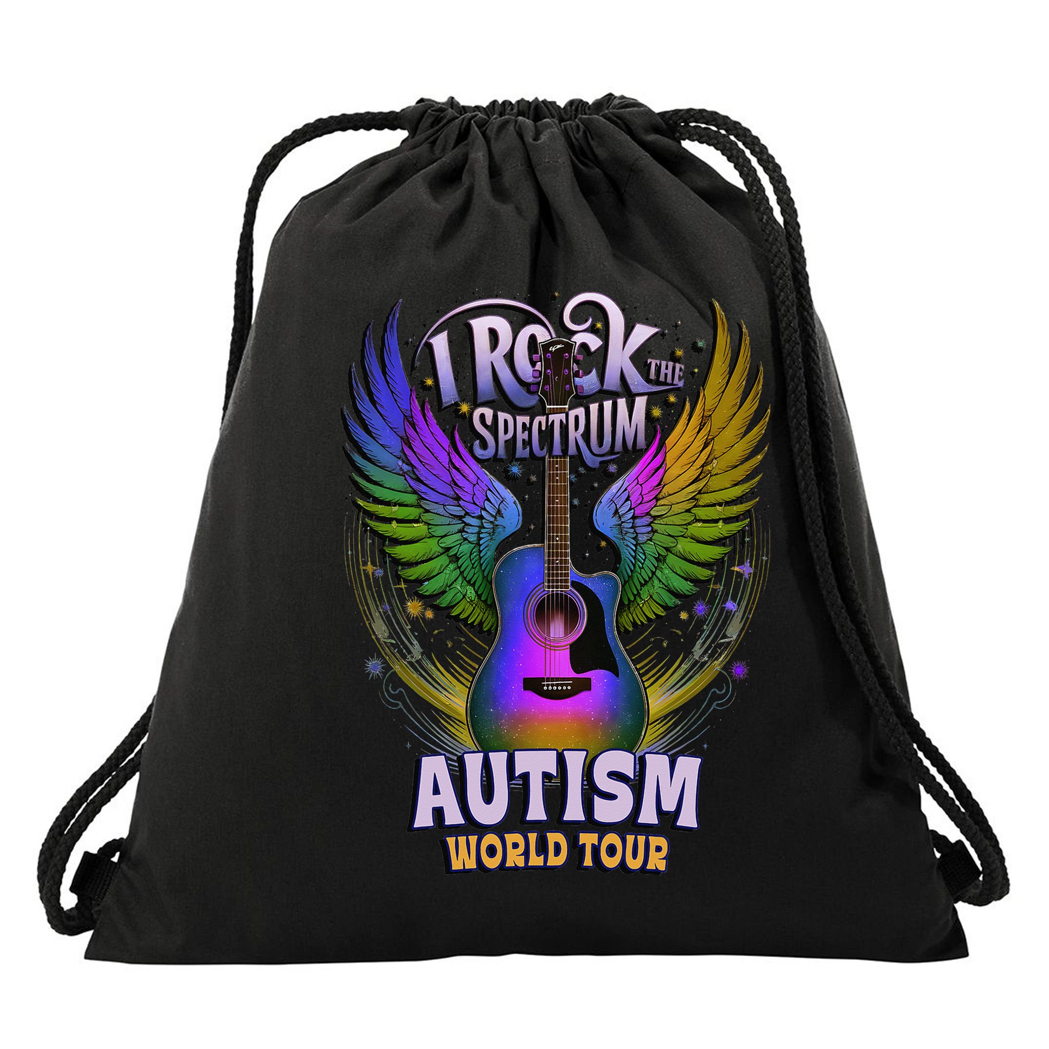 Rockstar I ROCK THE SPECTRUM Autism World Awareness Dad Drawstring Bag