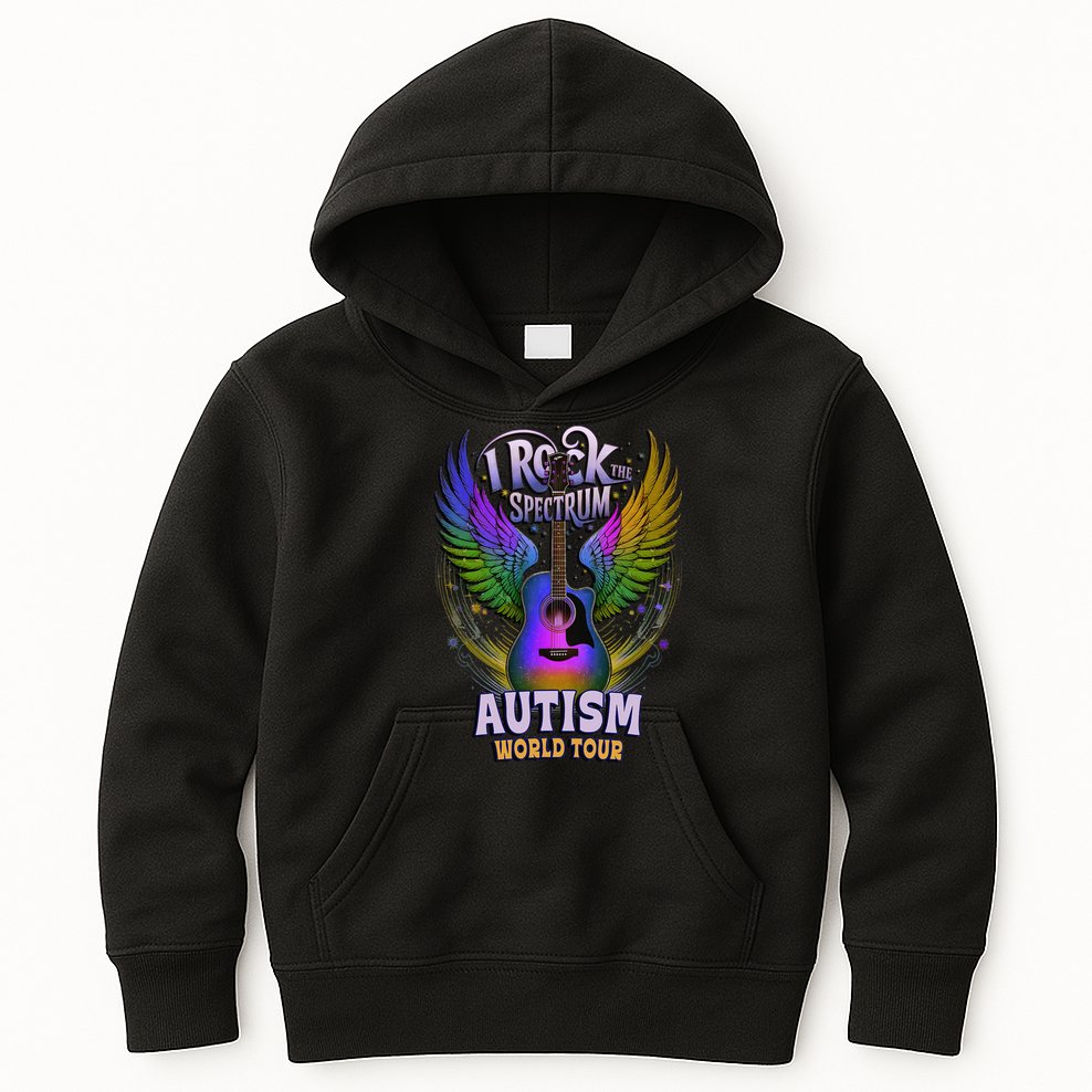 Rockstar I ROCK THE SPECTRUM Autism World Awareness Dad Kids Hoodie