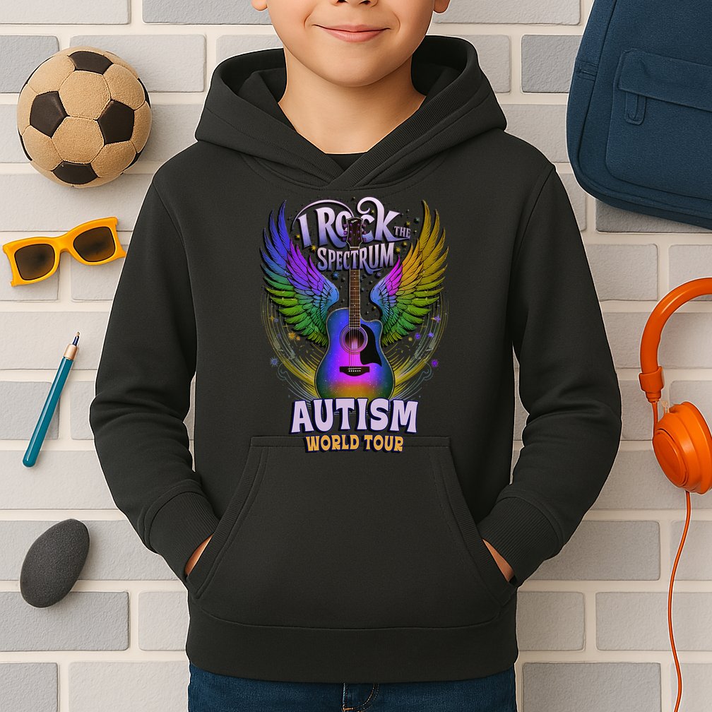 Rockstar I ROCK THE SPECTRUM Autism World Awareness Dad Kids Hoodie