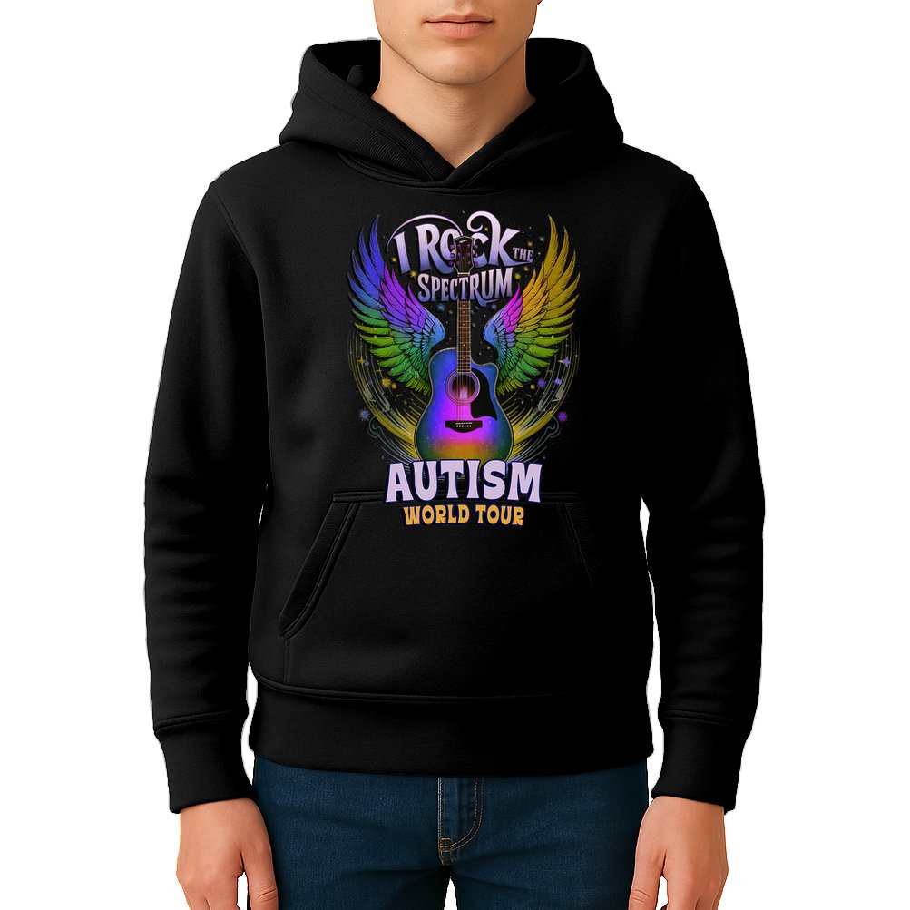 Rockstar I ROCK THE SPECTRUM Autism World Awareness Dad Kids Hoodie