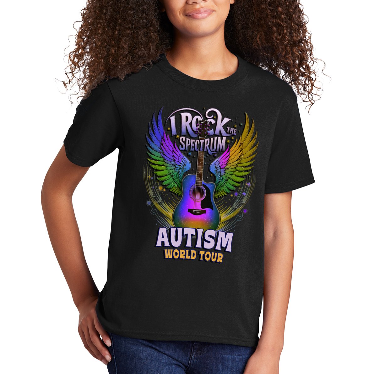Rockstar I ROCK THE SPECTRUM Autism World Awareness Dad Kids T-Shirt
