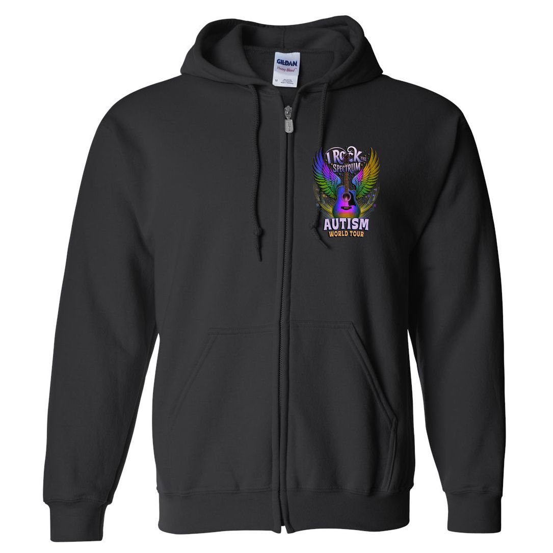 Rockstar I ROCK THE SPECTRUM Autism World Awareness Dad Full Zip Hoodie