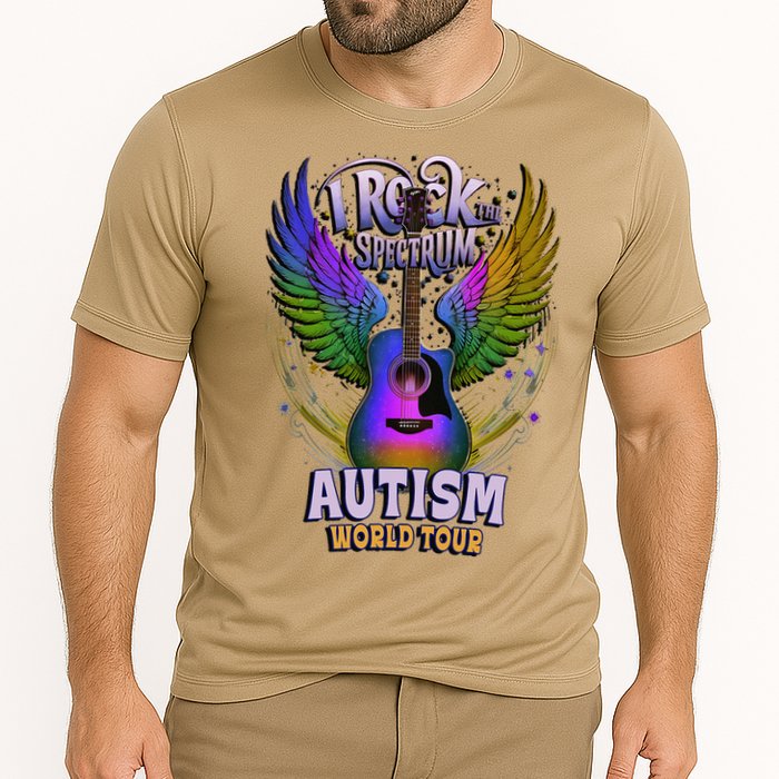 Rockstar I ROCK THE SPECTRUM Autism World Awareness Dad Cooling Performance Crew T-Shirt