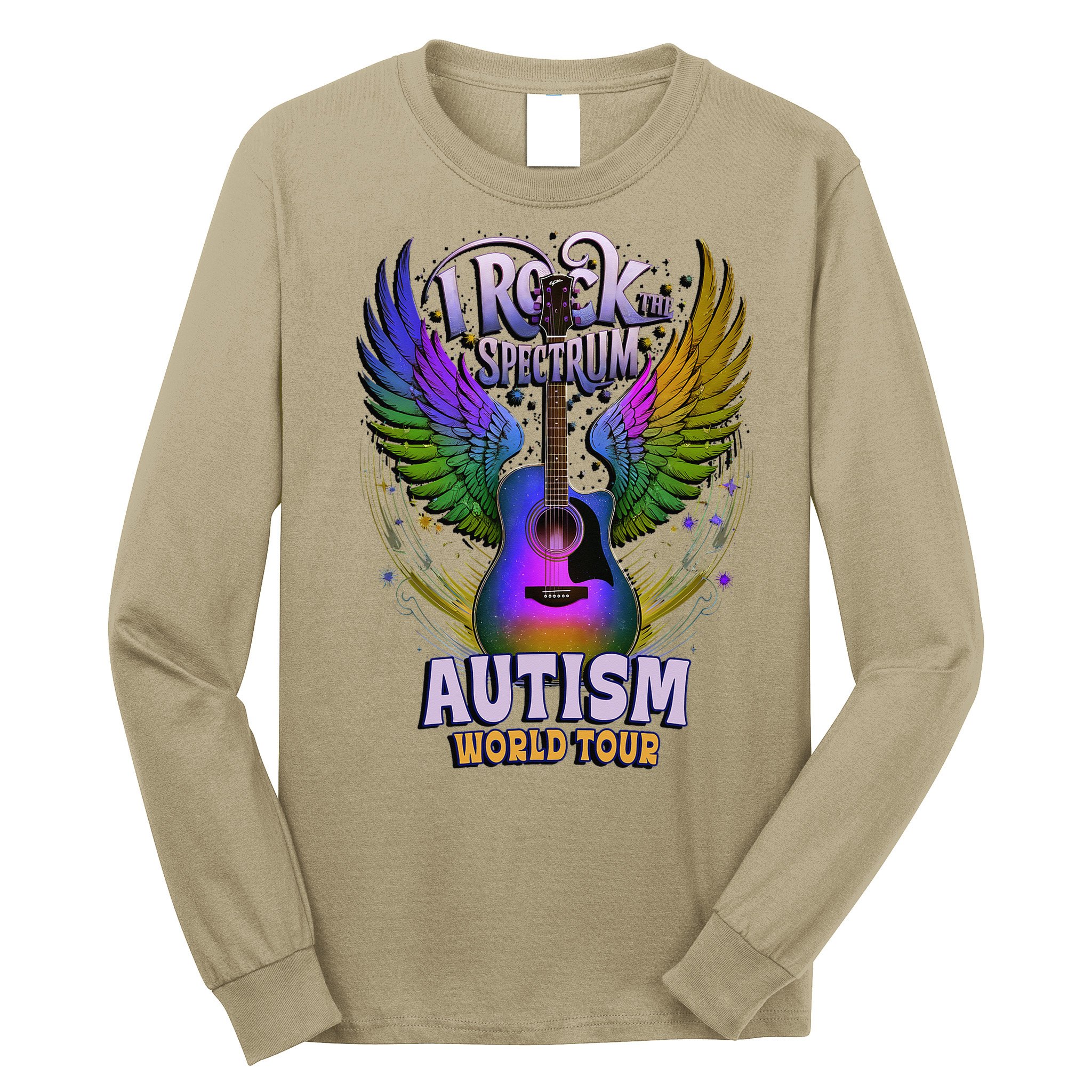 Rockstar I ROCK THE SPECTRUM Autism World Awareness Dad Long Sleeve Shirt