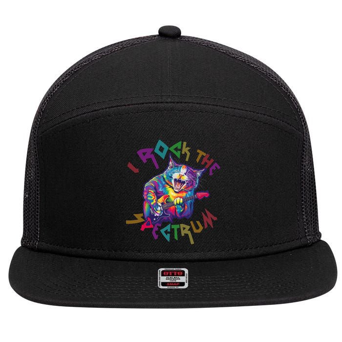 Rockin I ROCK THE SPECTRUM Autism Awareness Different Tune 7 Panel Mesh Trucker Snapback Hat