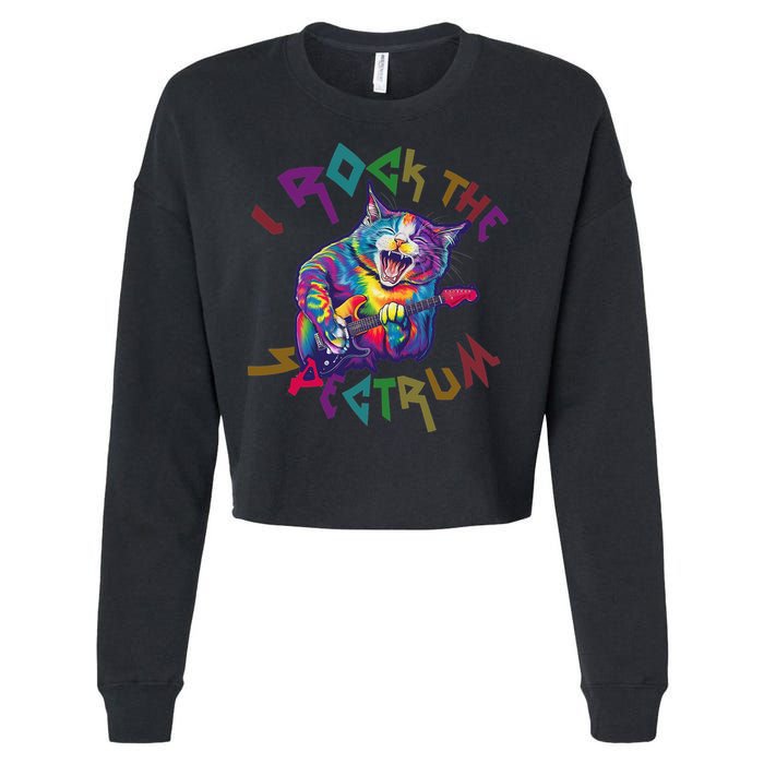 Rockin I ROCK THE SPECTRUM Autism Awareness Different Tune Cropped Pullover Crew
