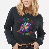 Rockin I ROCK THE SPECTRUM Autism Awareness Different Tune Cropped Pullover Crew