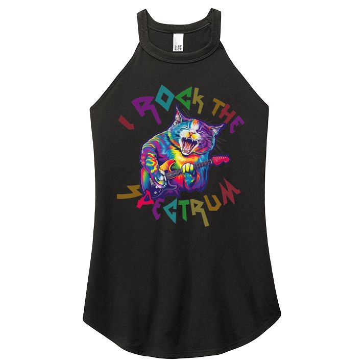 Rockin I ROCK THE SPECTRUM Autism Awareness Different Tune Women's Perfect Tri Rocker Tank
