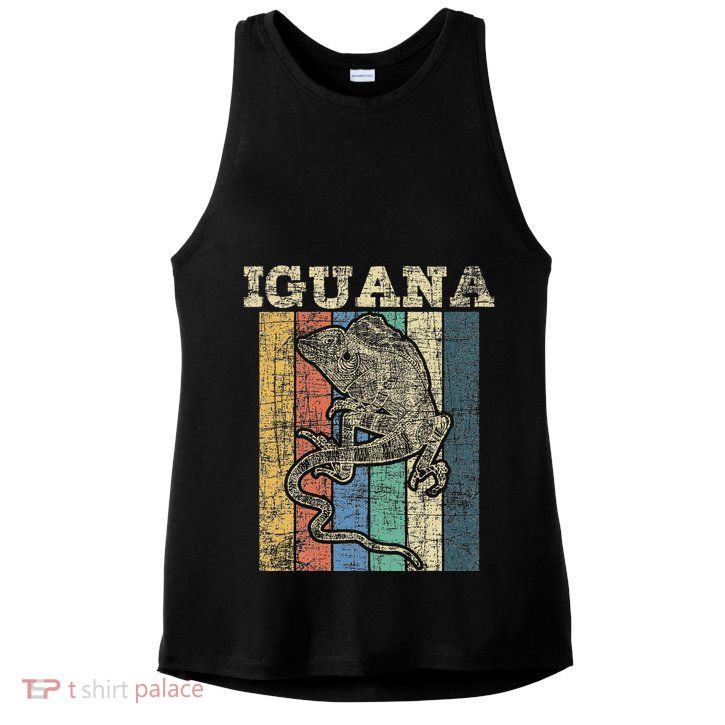 Retro Iguana Reptile Lover Herpetology Herpetologist Ladies PosiCharge Tri-Blend Wicking Tank