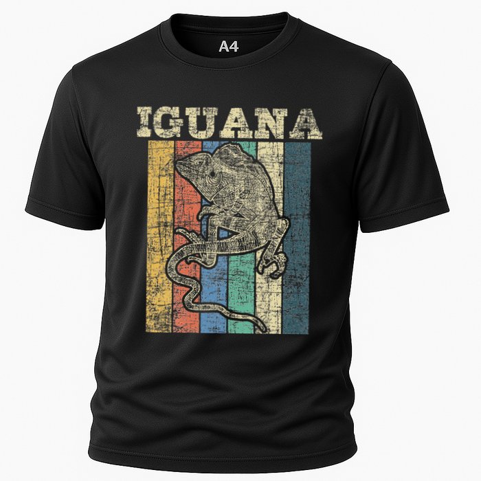 Retro Iguana Reptile Lover Herpetology Herpetologist Cooling Performance Crew T-Shirt