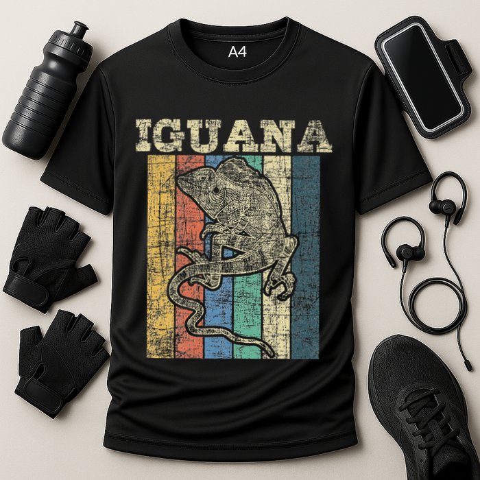 Retro Iguana Reptile Lover Herpetology Herpetologist Cooling Performance Crew T-Shirt