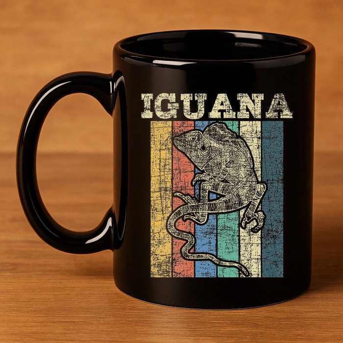 Retro Iguana Reptile Lover Herpetology Herpetologist 11oz C Handle Ceramic Mug