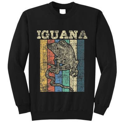 Retro Iguana Reptile Lover Herpetology Herpetologist Tall Sweatshirt