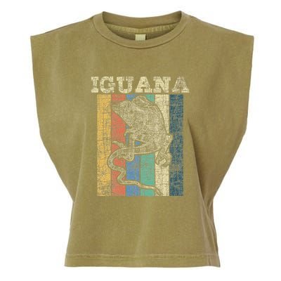 Retro Iguana Reptile Lover Herpetology Herpetologist Garment-Dyed Women's Muscle Tee