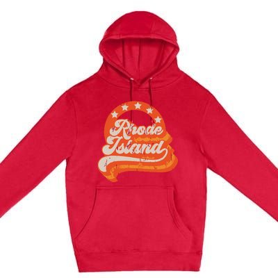 Rhode Island Retro Distressed 70s Style Stars Home State Premium Pullover Hoodie