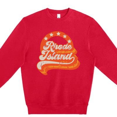 Rhode Island Retro Distressed 70s Style Stars Home State Premium Crewneck Sweatshirt