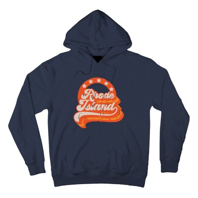 Rhode Island Retro Distressed 70s Style Stars Home State Hoodie