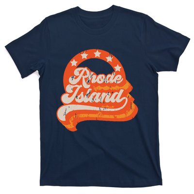 Rhode Island Retro Distressed 70s Style Stars Home State T-Shirt