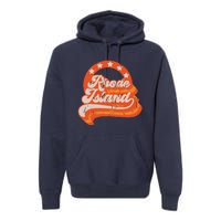 Rhode Island Retro Distressed 70s Style Stars Home State Premium Hoodie