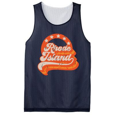 Rhode Island Retro Distressed 70s Style Stars Home State Mesh Reversible Basketball Jersey Tank