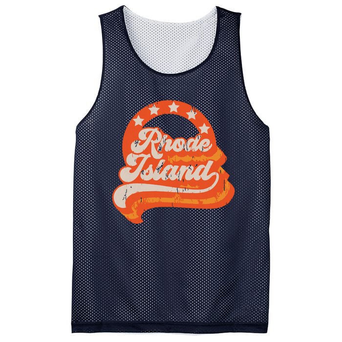 Rhode Island Retro Distressed 70s Style Stars Home State Mesh Reversible Basketball Jersey Tank