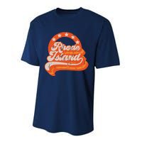 Rhode Island Retro Distressed 70s Style Stars Home State Performance Sprint T-Shirt