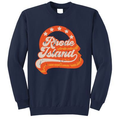 Rhode Island Retro Distressed 70s Style Stars Home State Tall Sweatshirt