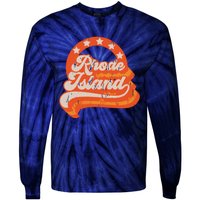 Rhode Island Retro Distressed 70s Style Stars Home State Tie-Dye Long Sleeve Shirt